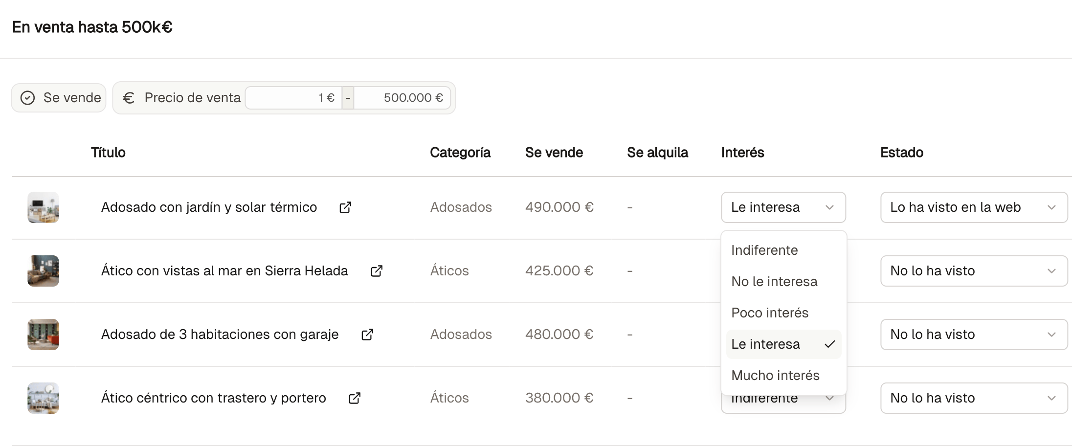 Seguimiento conectado con propiedades